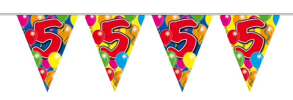 Verjaardag 5 jaar balloons vlaggenlijn 10 meter