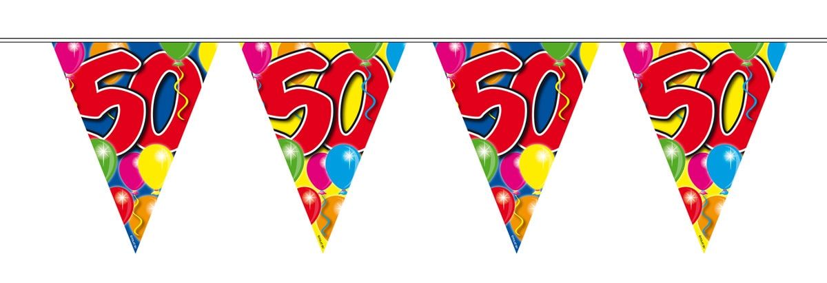 Verjaardag 50 jaar balloons vlaggenlijn 10 meter