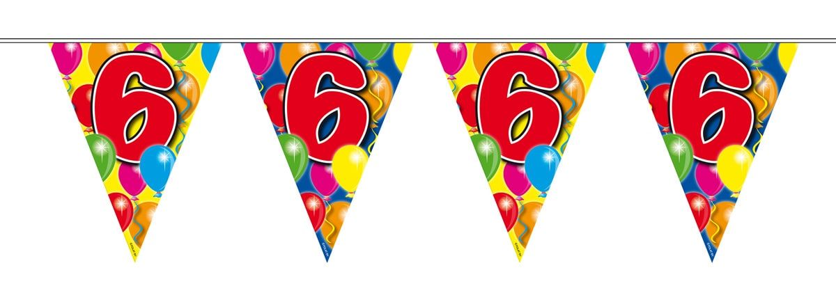 Verjaardag 6 jaar balloons vlaggenlijn 10 meter