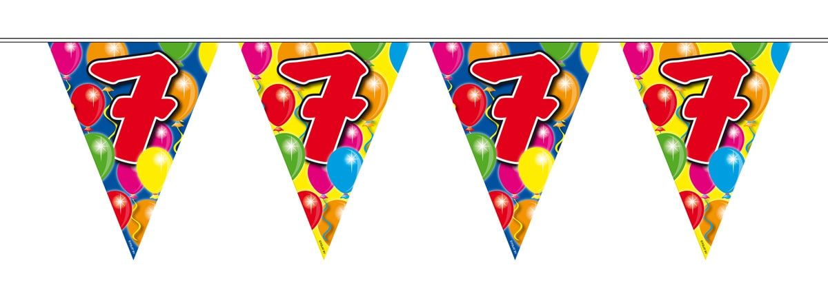 Verjaardag 7 jaar balloons vlaggenlijn 10 meter