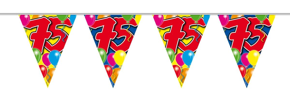 Verjaardag 75 jaar balloons vlaggenlijn 10 meter