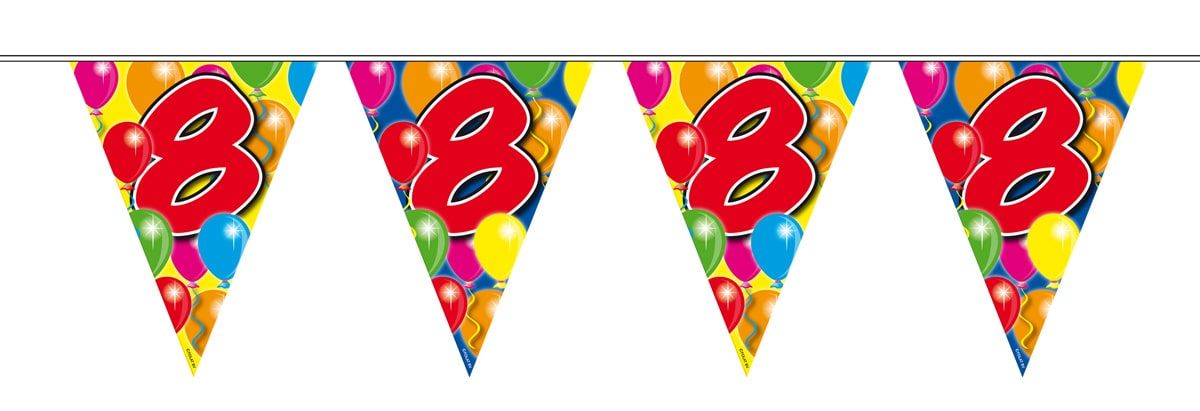 Verjaardag 8 jaar balloons vlaggenlijn 10 meter