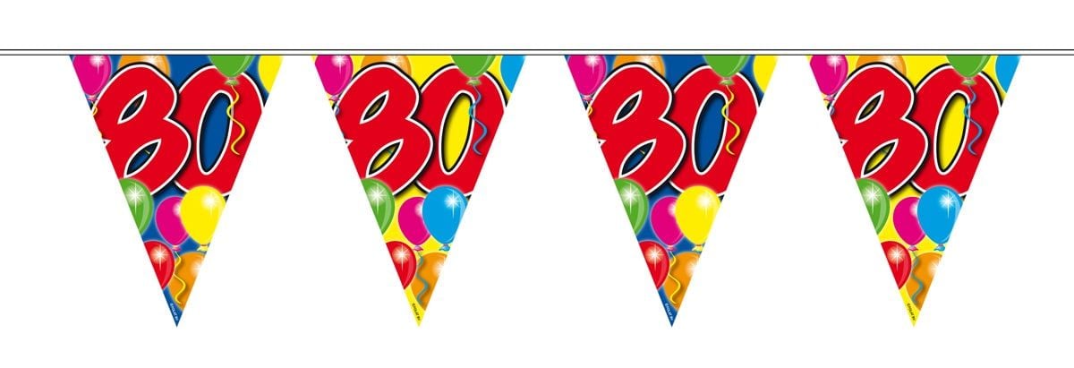 Verjaardag 80 jaar balloons vlaggenlijn 10 meter
