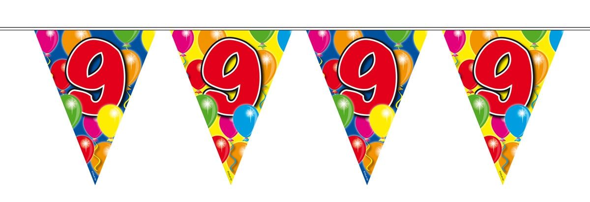 Verjaardag 9 jaar balloons vlaggenlijn 10 meter
