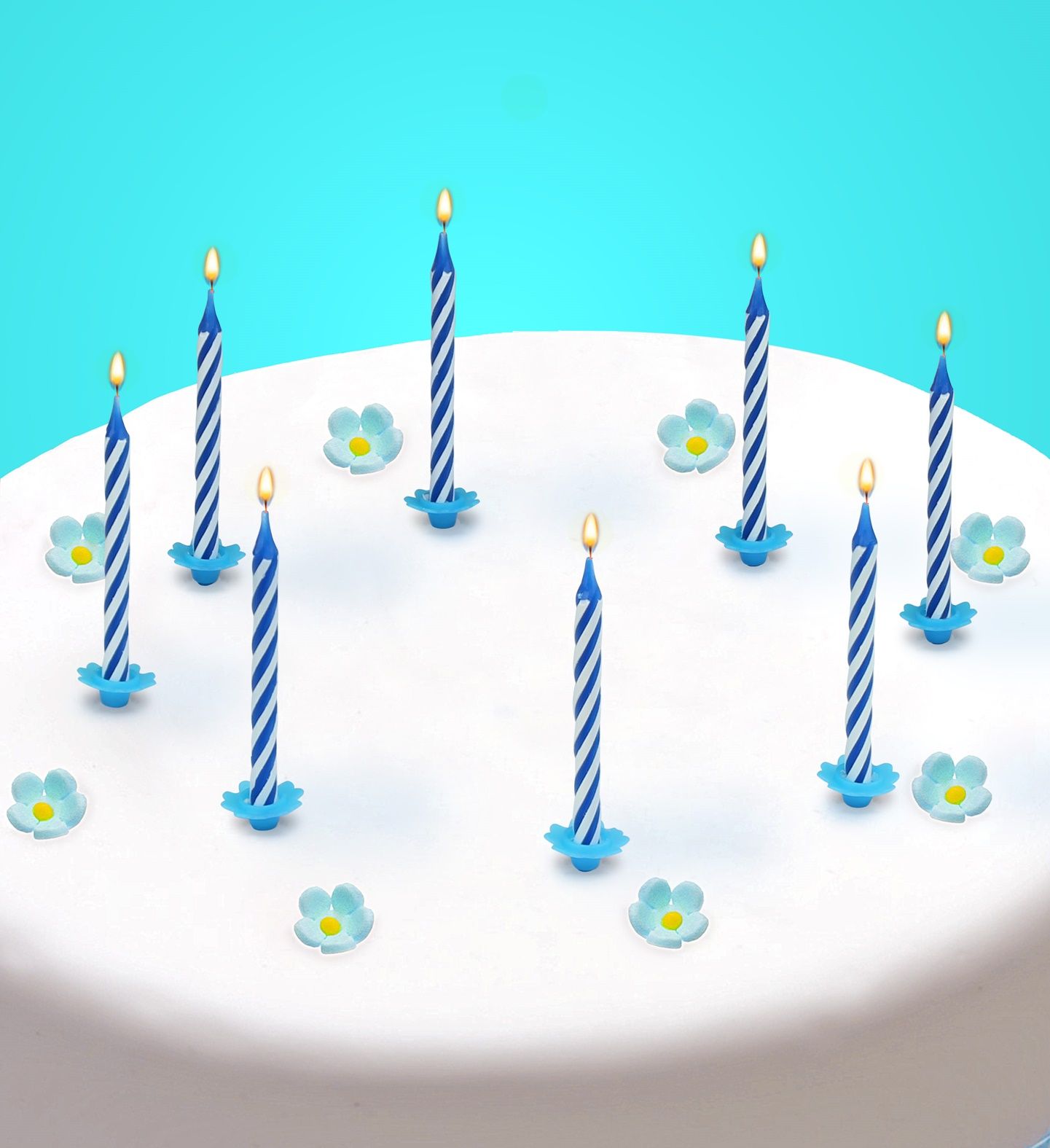 Verjaardagskaarsjes blauw wit 16x