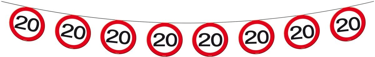 Verkeersbord 20 jaar vlaggenlijn 12 meter