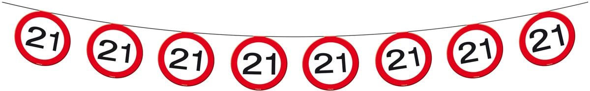 Verkeersbord 21 jaar vlaggenlijn 12 meter