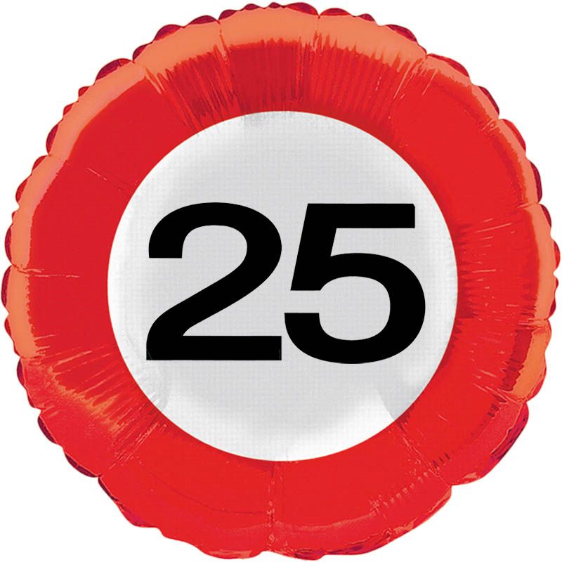 Verkeersbord 25 jaar folieballon