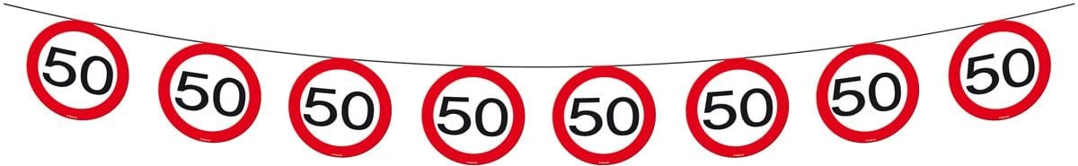 Verkeersbord 50 jaar vlaggenlijn 12 meter
