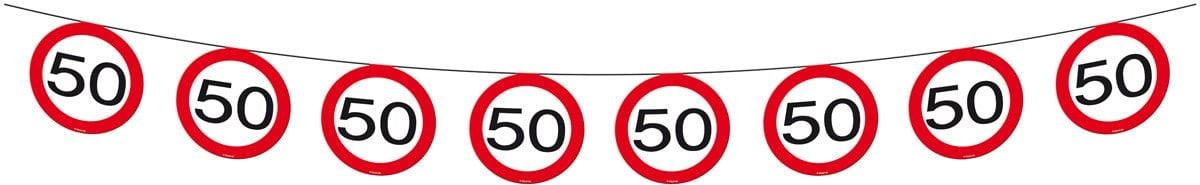 Verkeersbord 50 jaar vlaggenlijn 12 meter