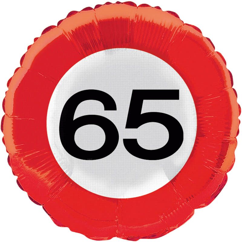 Verkeersbord 65 jaar folieballon