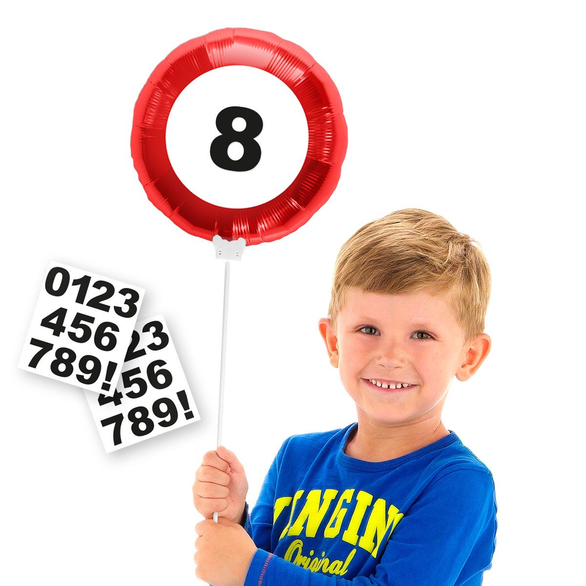 Verkeersbord met cijfer stickers mini folieballon