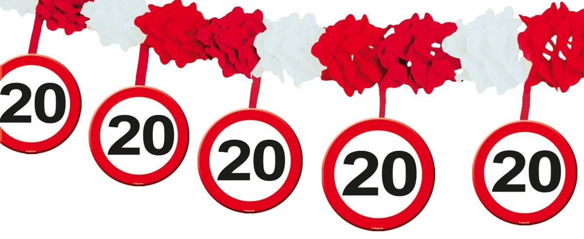 Verkeersbord slinger 20 jaar met onderhanger