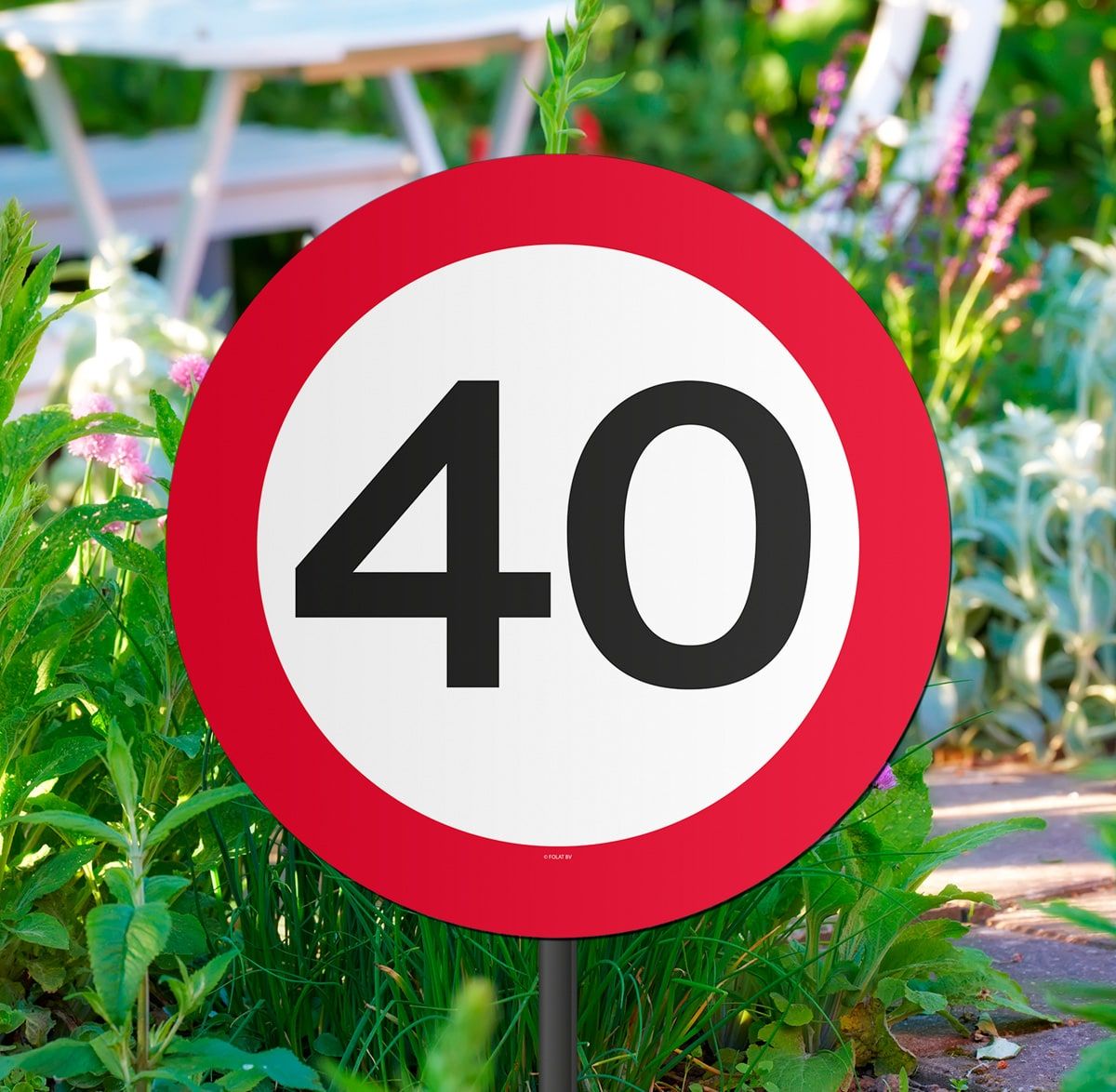 Verkeersbord verjaardag 40 jaar tuinbord