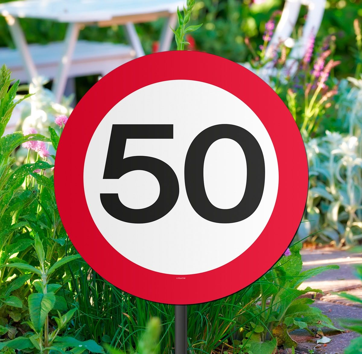 Verkeersbord verjaardag 50 jaar tuinbord