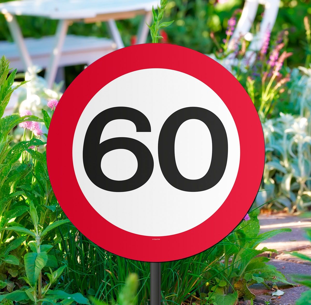 Verkeersbord verjaardag 60 jaar tuinbord