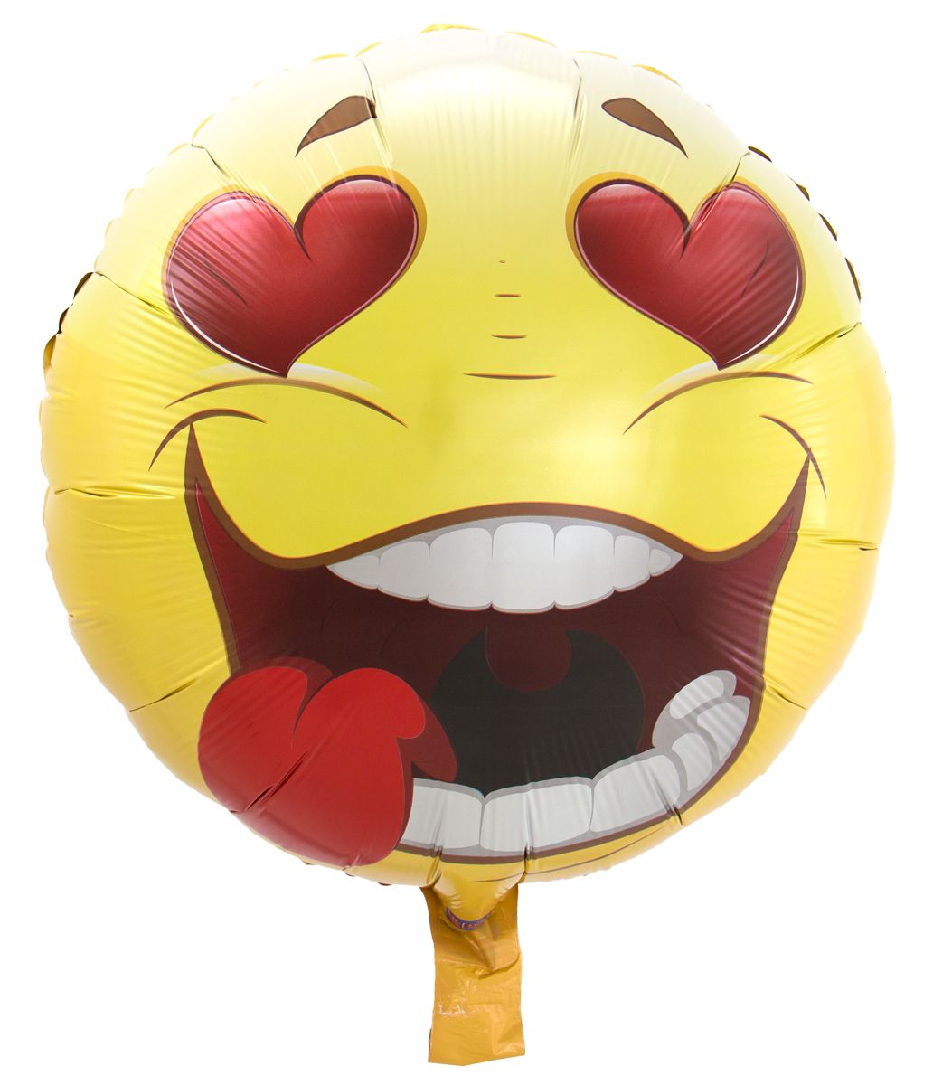 Verliefde emoticon geel folieballon