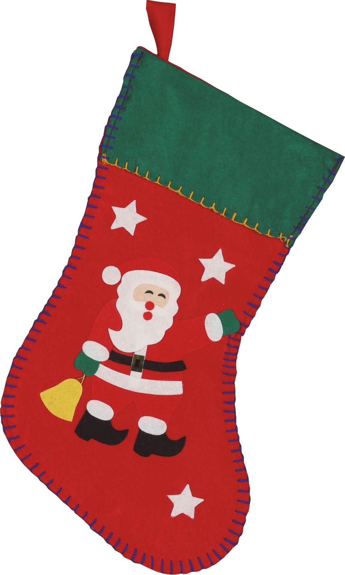 Versierde kerstsok kerstman 40cm