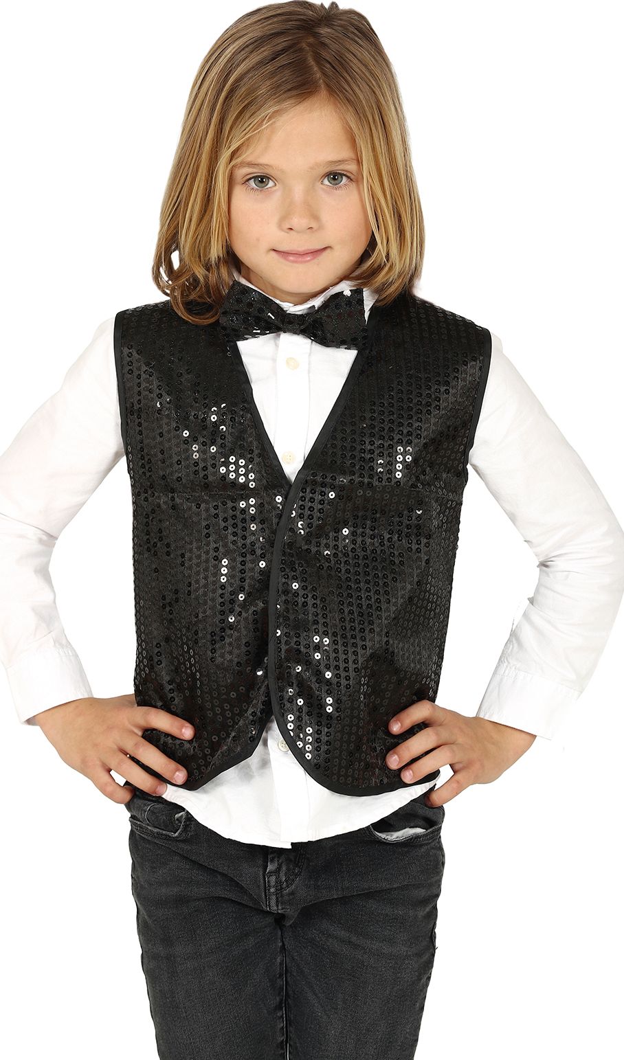 Vest zwarte pailletten jongens