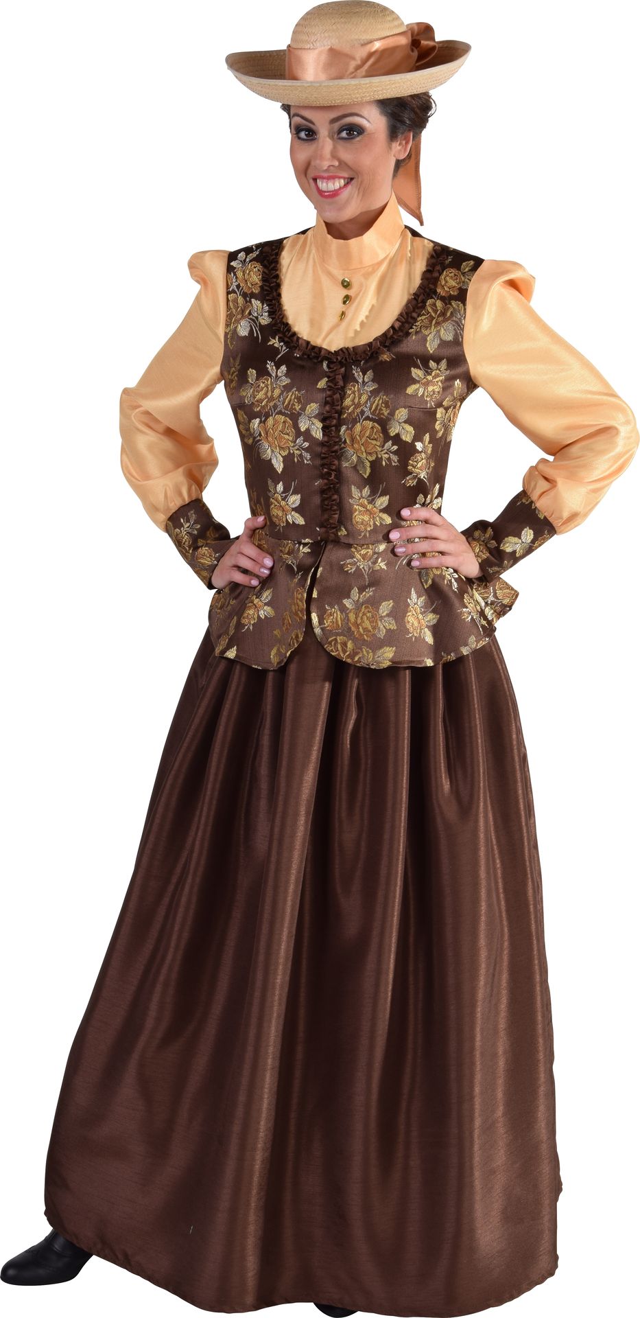 Victoriaanse jurk bruin dames