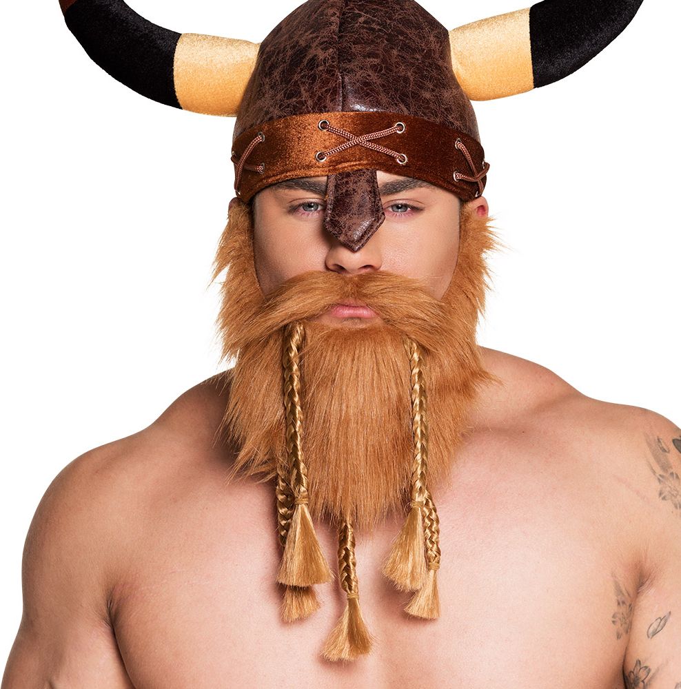 Viking baar met vlechten bruin