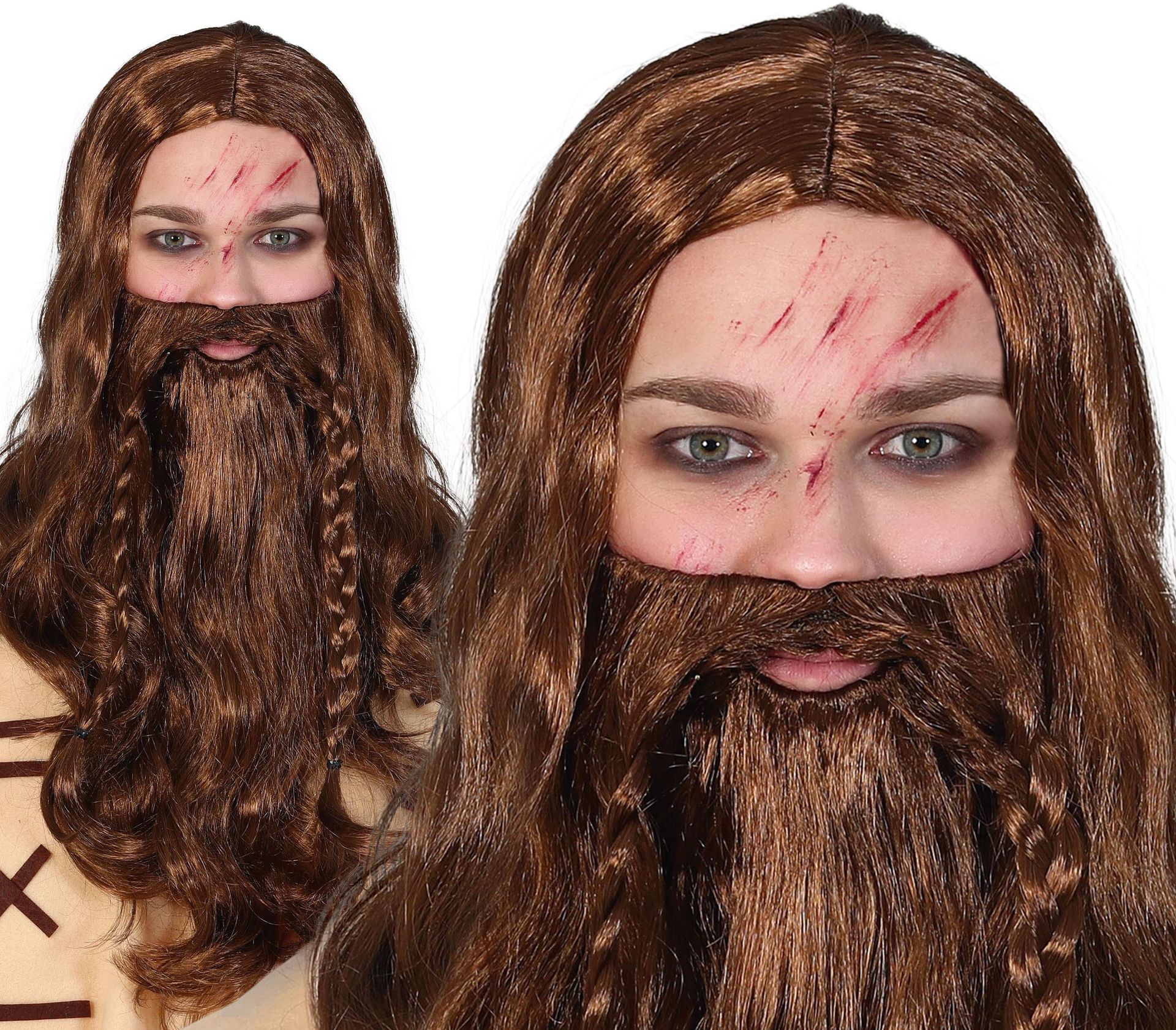 Viking Baard en Pruik Bruin