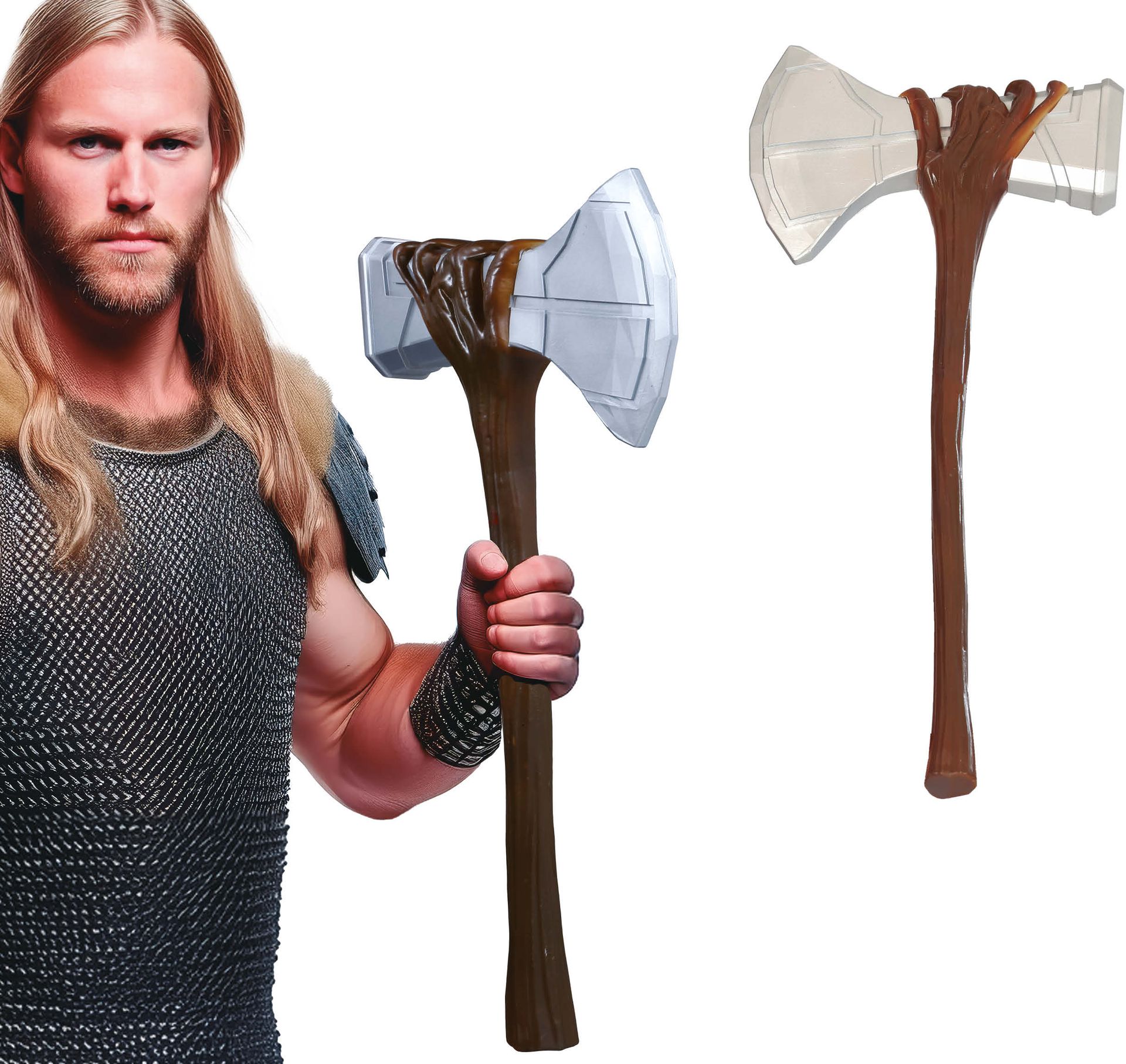 Viking Bijl Zilver met Bruine Stok