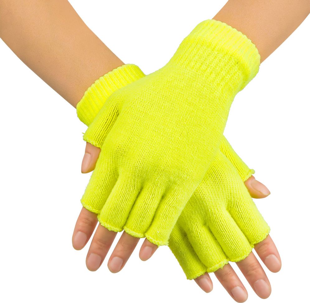 Vingerloze handschoenen neon geel