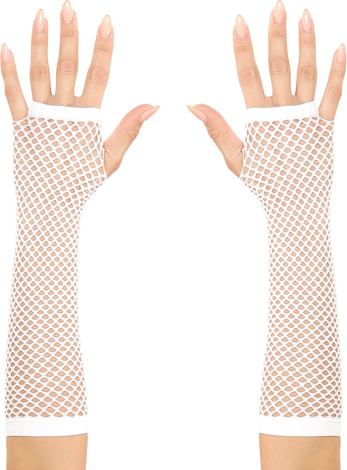 Vingerloze witte visnet handschoenen