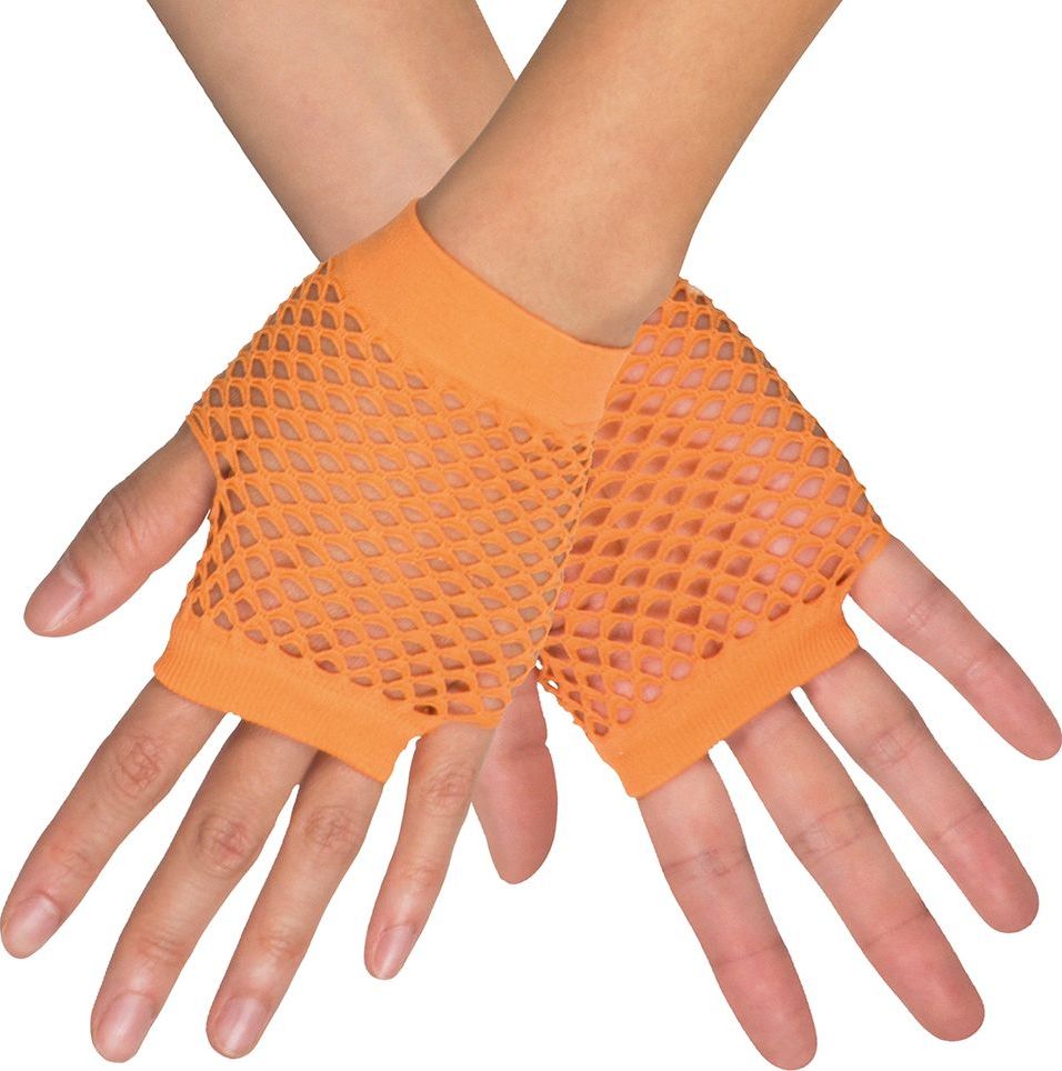 Visnet handschoentjes neon oranje