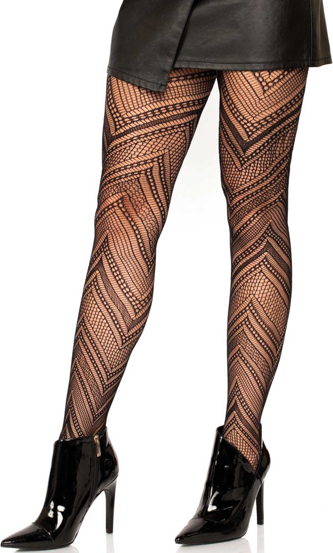 Visnet panty met visgraat motief