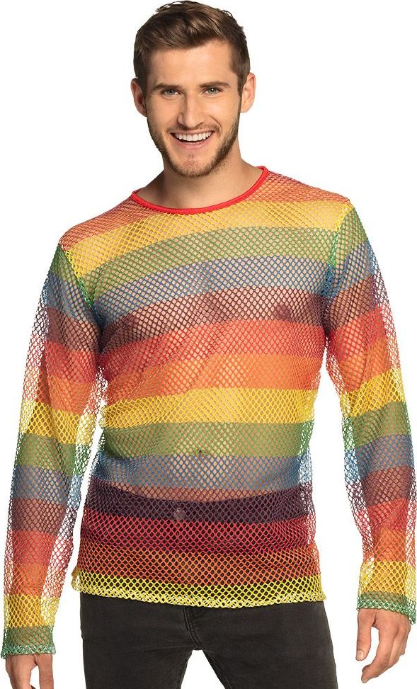 Visnet shirt regenboog volwassenen