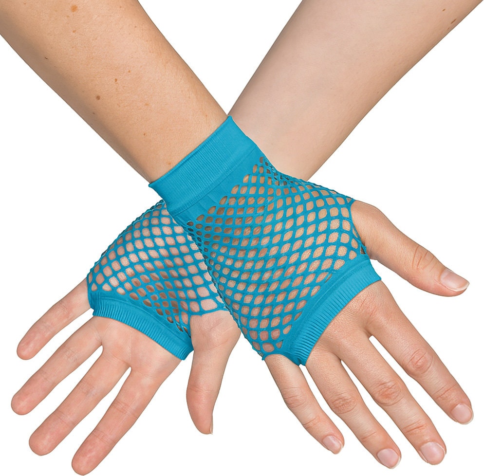 Visnet Vingerloze Handschoenen Neonblauw