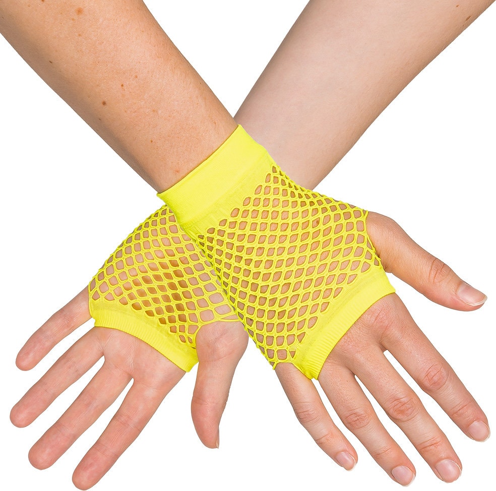 Visnet Vingerloze Handschoenen Neongeel