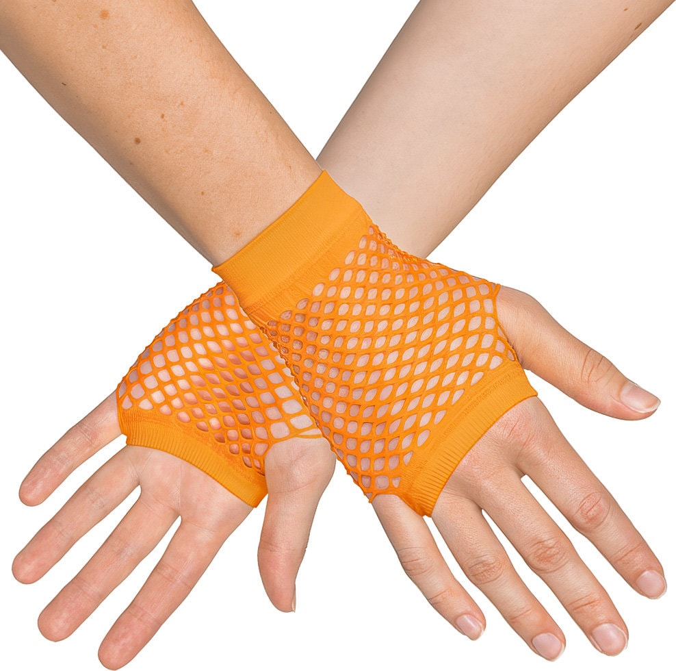 Visnet Vingerloze Handschoenen Neonoranje