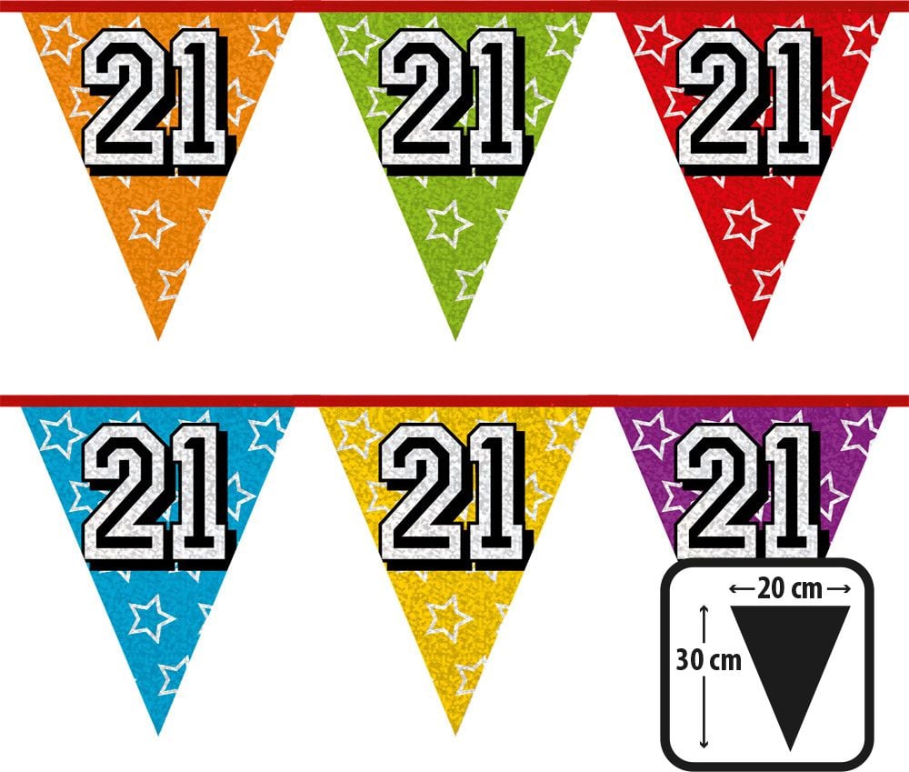 Vlaggenlijn verjaardag sterren 21 jaar