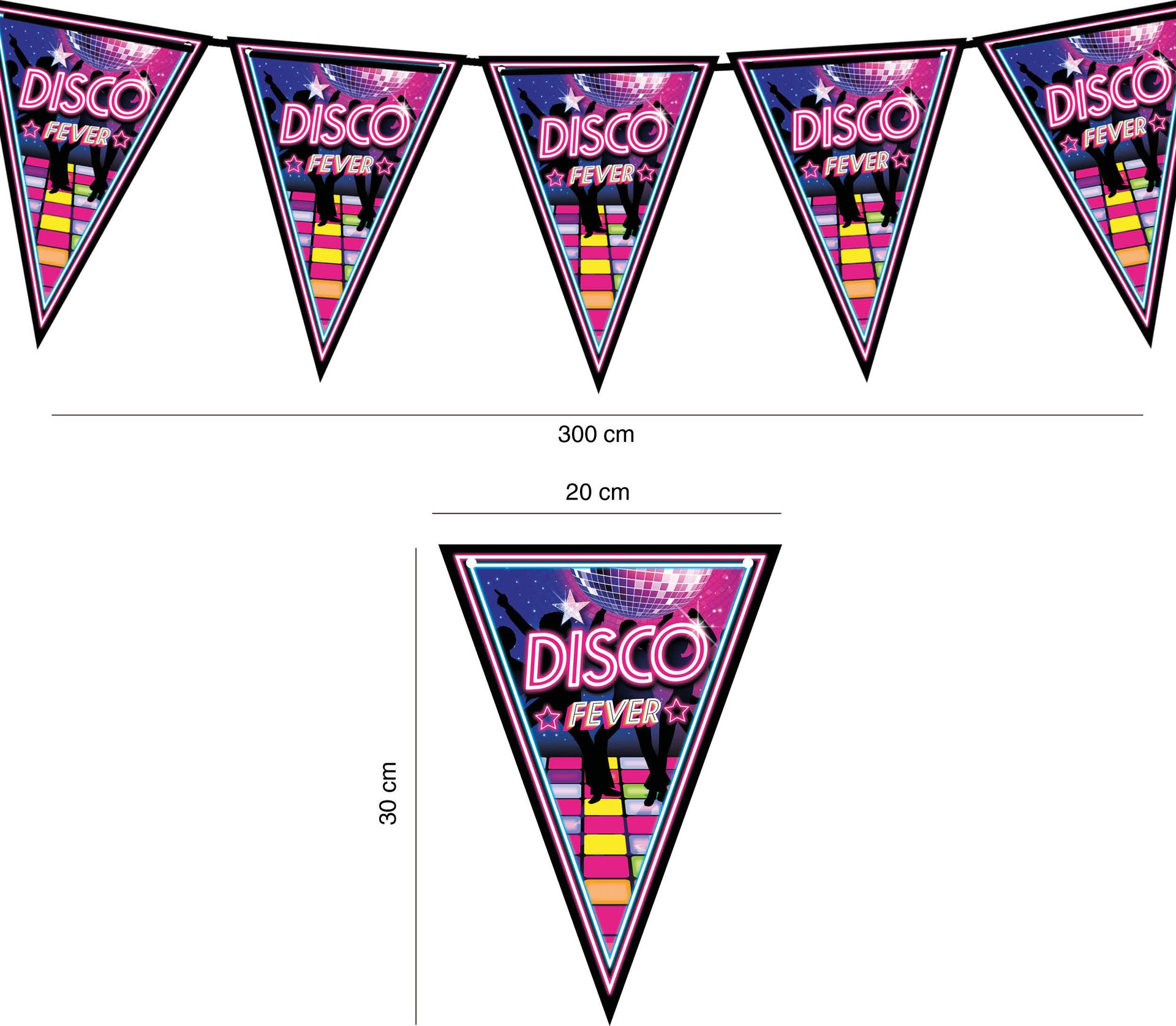 Vlaggetjeslijn retro disco 3 meter