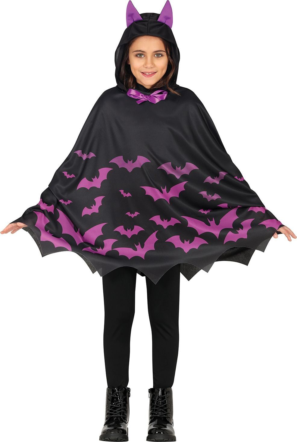 Vleermuizen Poncho Kinderen Zwart Paarse