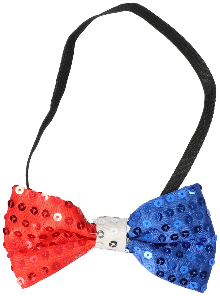 Vlinderstrik pailletten rood wit blauw