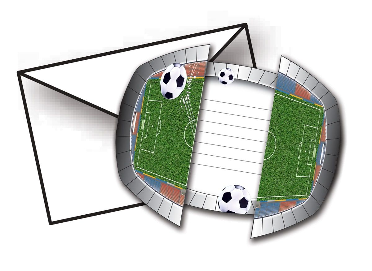 Voetbal thema kinderfeestje uitnodigingen 8 stuks