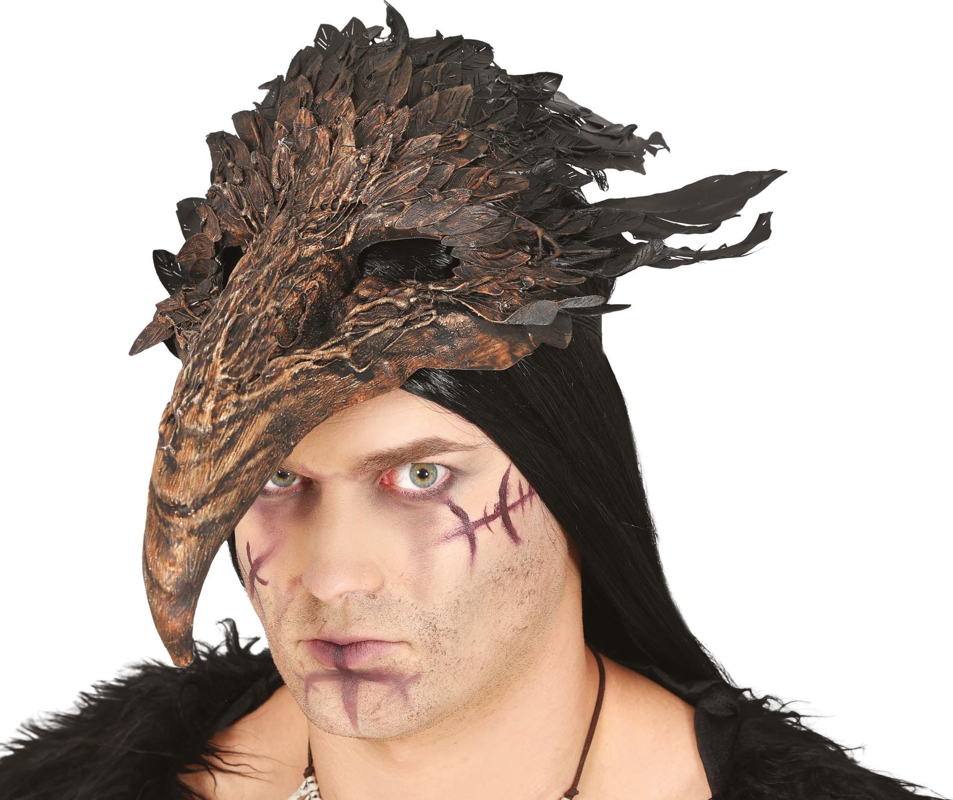 Vogelverschrikker halloween masker met veren