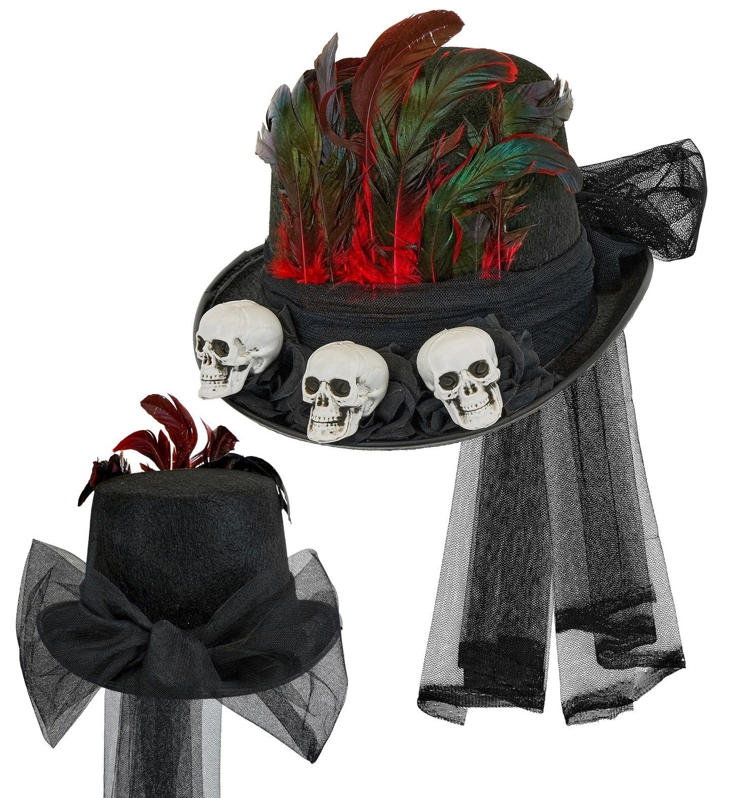 Voodoo Skull Top Hat Zwart Dames Mannen