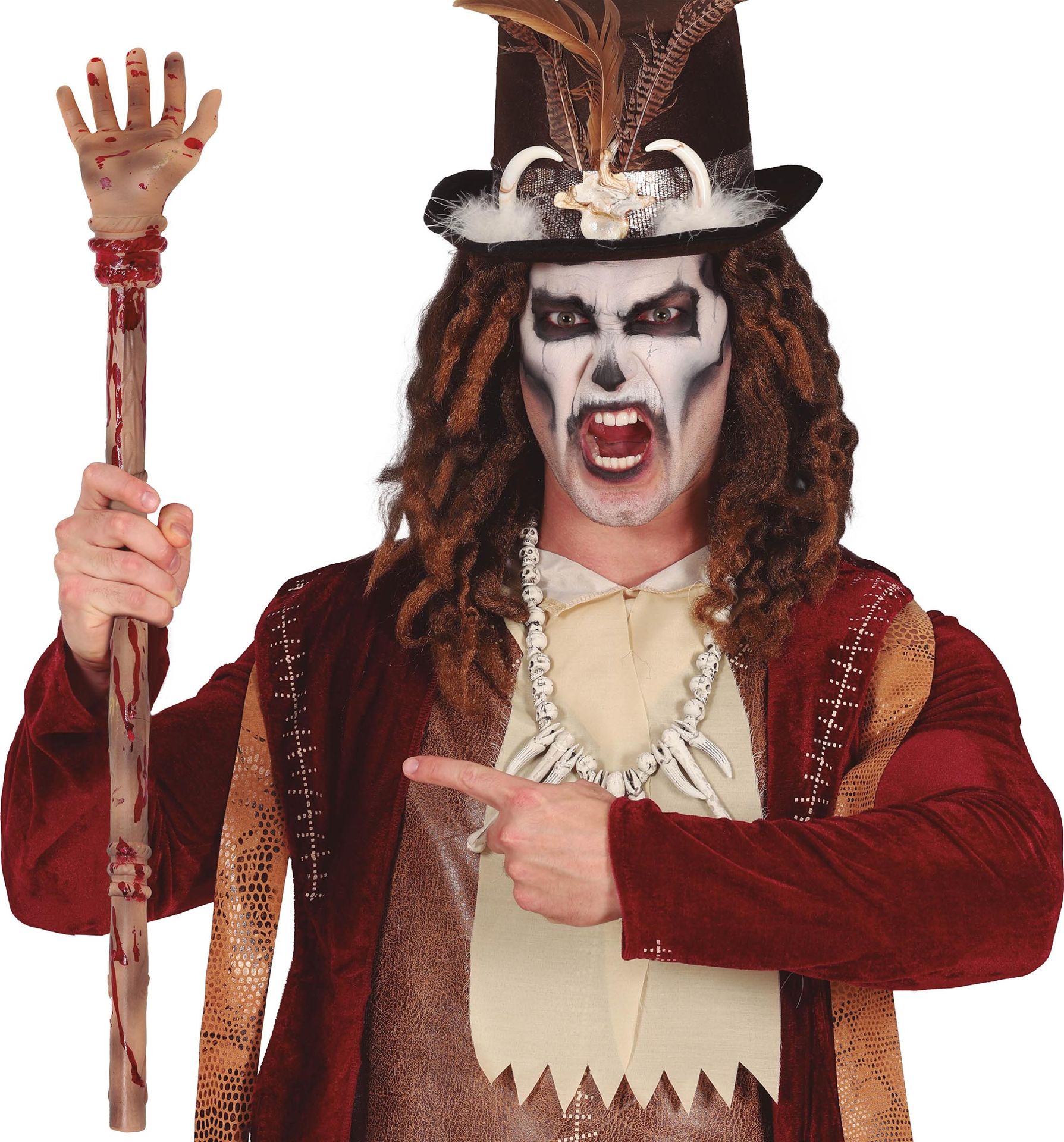 Voodoo stok bloederige hand halloween 70 cm