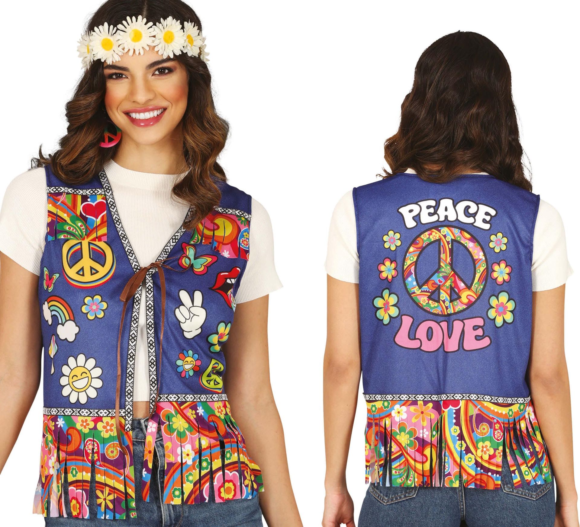Vrolijke Hippie Dames Vest Peace Love