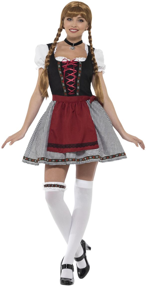 Vrouwen oktoberfest jurkje zwart rood