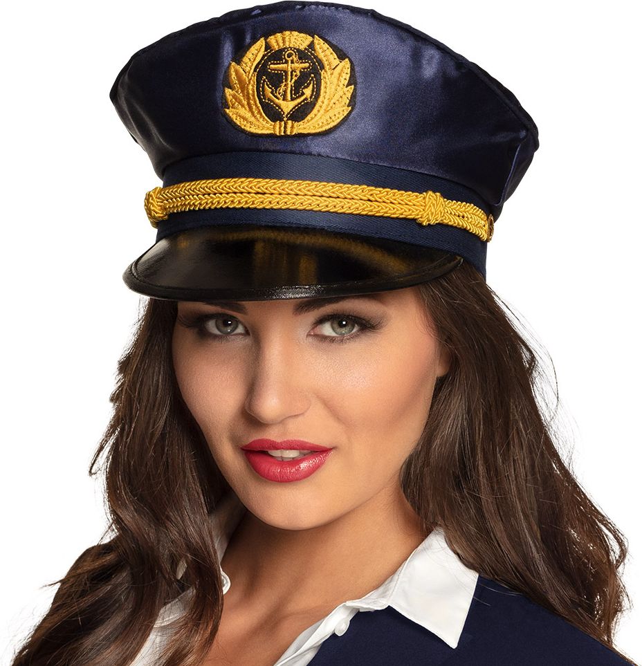 Vrouwlijke marine kapitein pet blauw