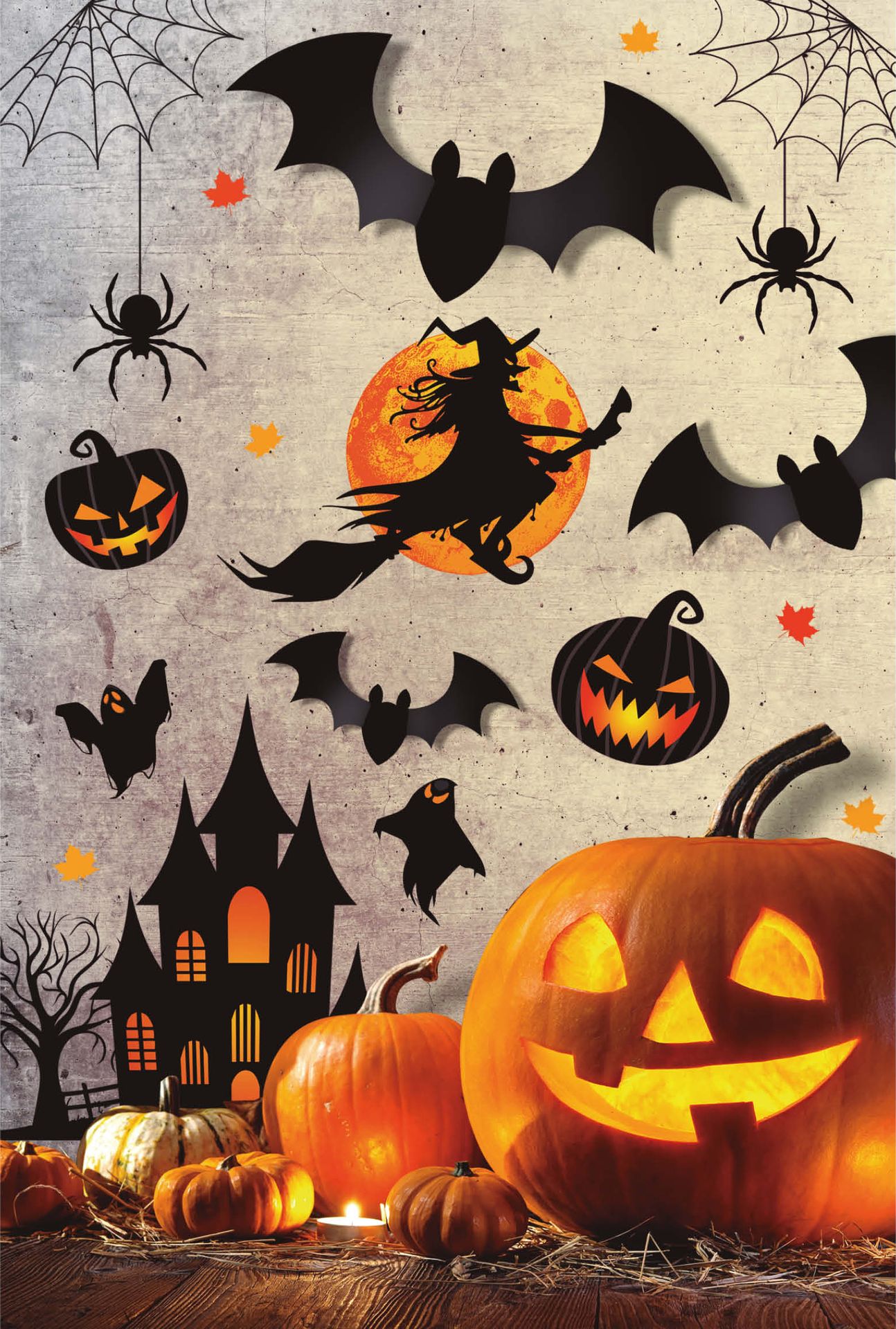 Wanddecoratie heks 70 x 80 cm halloween