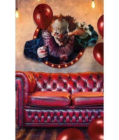 Wanddecoratie horror clown 70 x 80 cm halloween