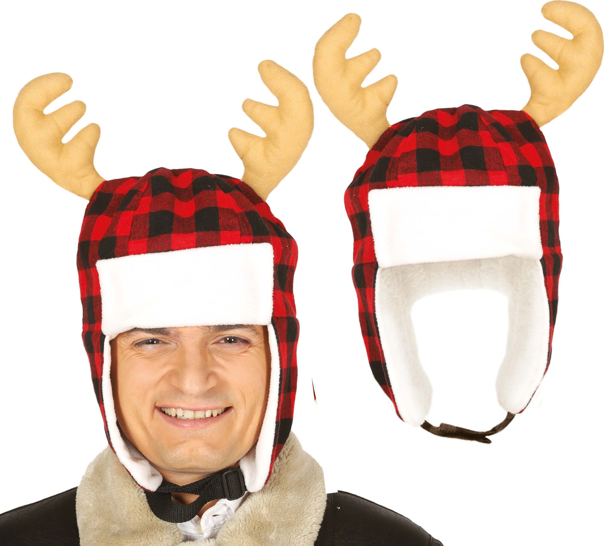 Warme kerstmuts met rendierhoorns