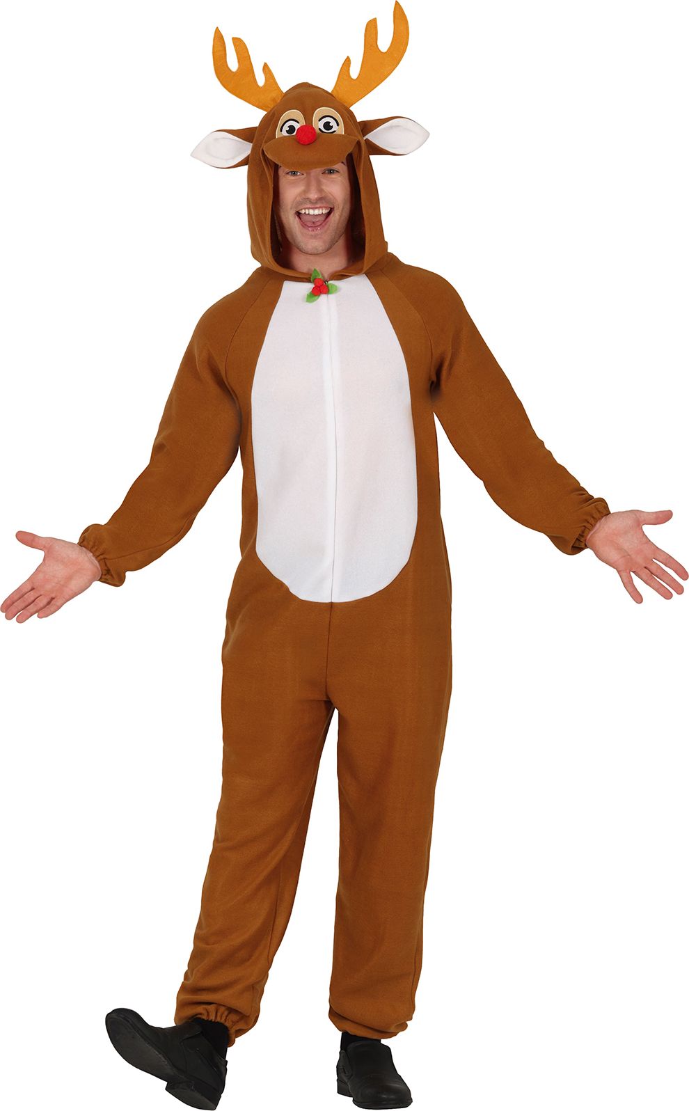 Warme rendier kerst onesie volwassenen
